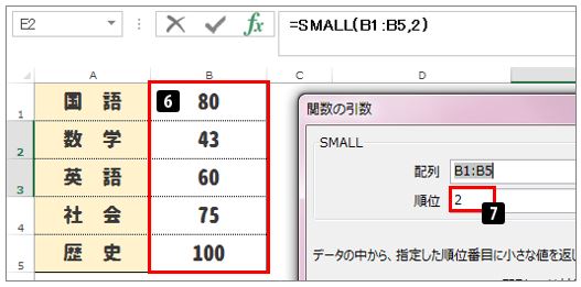 Excel（エクセル）関数SMALLでn番目に小さい数値を求める方法