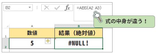 #NULL!エラーが出た時の対処法｜【Excel関数】ABSの使い方｜絶対値（符号なし（+、-））を求めることができます。｜エラーの対処法や応用まで徹底解説